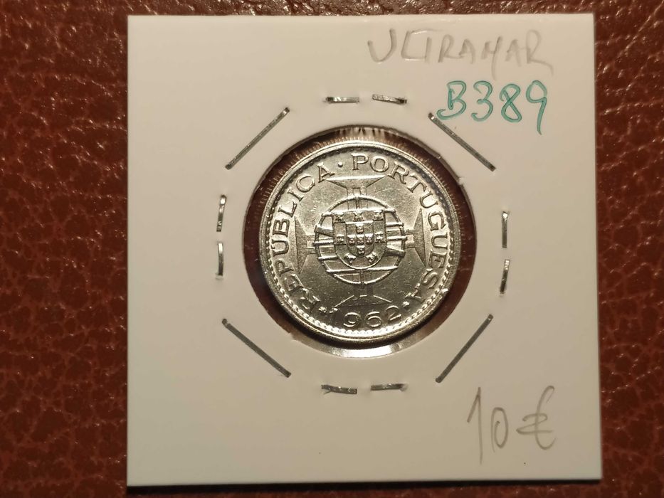 B389 moeda em prata de 5 escudos de 1962 VF - São Tomé e Príncipe