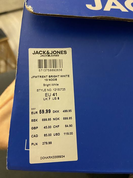 Sneakersy białe chłopięce męskie Jack&Jones rozm.41