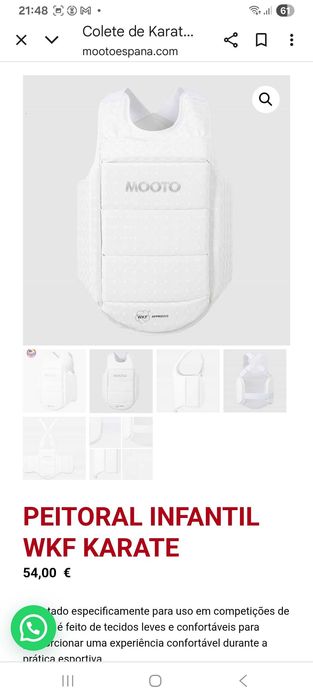 Vendo colete de protecção karate