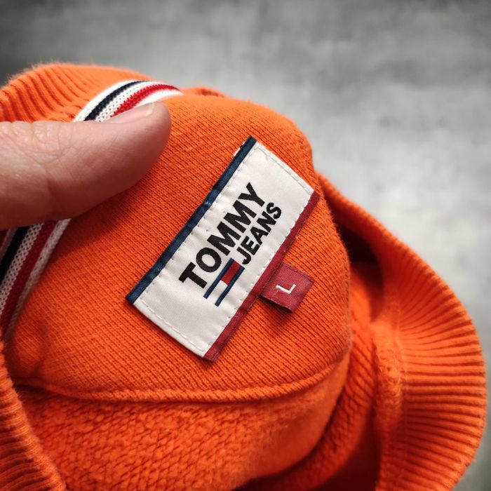 MĘSKA Bluza Bawełna Duże Logo Pomarańczowa Tommy Hilfiger Jeans Casual