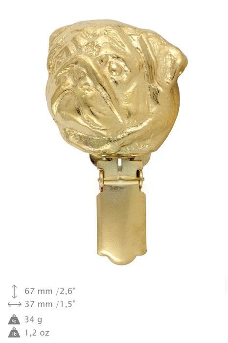 Mops clipring pozłacany w pudełku Art-Dog