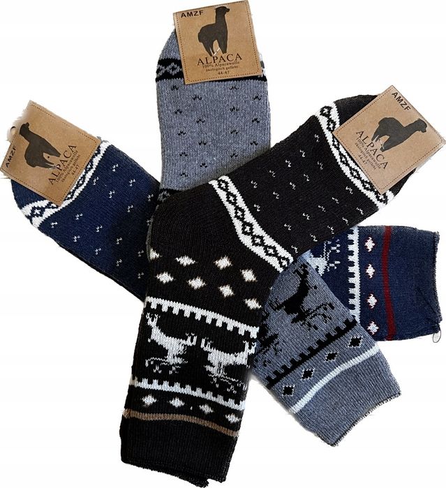 3x Skarpety Męskie Wełniane Ciepłe Grube ALPAKA