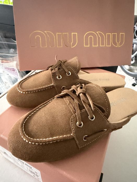 Faded suede Deck mules mokasyny MIU