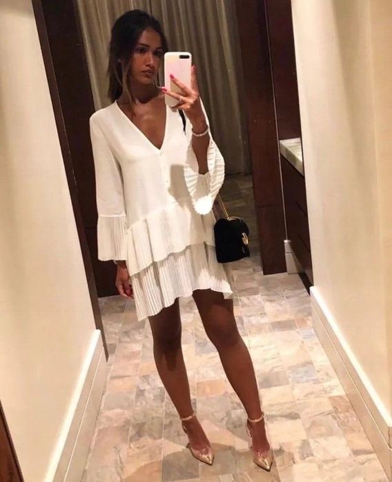 Zara плесированое платье