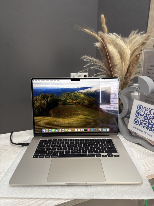 Used MacBook Air M3 15ʼ Starlight 16/512 Gb,гарантія від магазину.