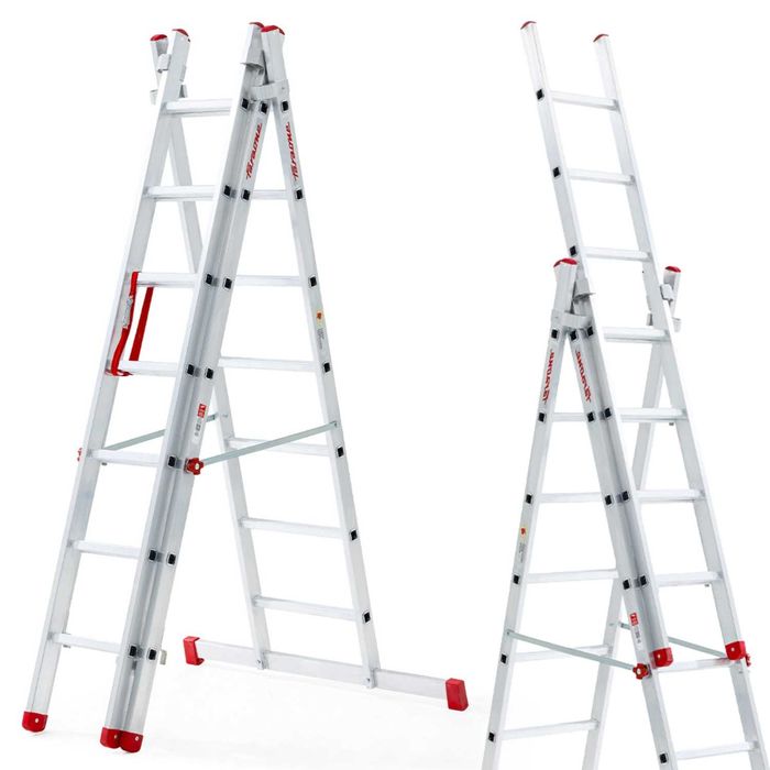 Drabina aluminiowa na schody profesjonalna FARAONE 3x10 AK300.3SC- 7,18 m