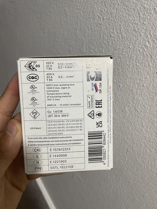 Ligadores WAGO 3×0,5-4mm 221-413 (CAIXA 50 UNIDADES)