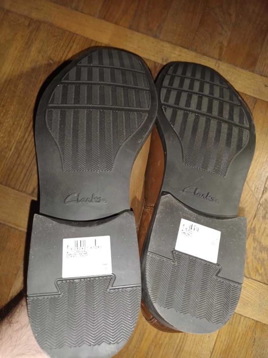 Clarks р.48(стельки-32,5см) кожаные коричневые туфли