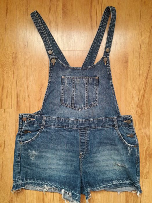 Spodnie ogrodniczki damskie jeans krótkie nogawki rozmiar 42