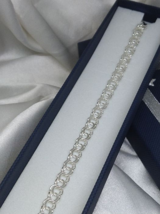 Srebrna bransoletka Garibaldi, próba 925, długość 21 cm