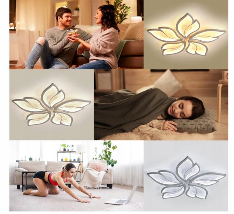 Inteligentna lampa sufitowa do salonu kwiat 63 cm