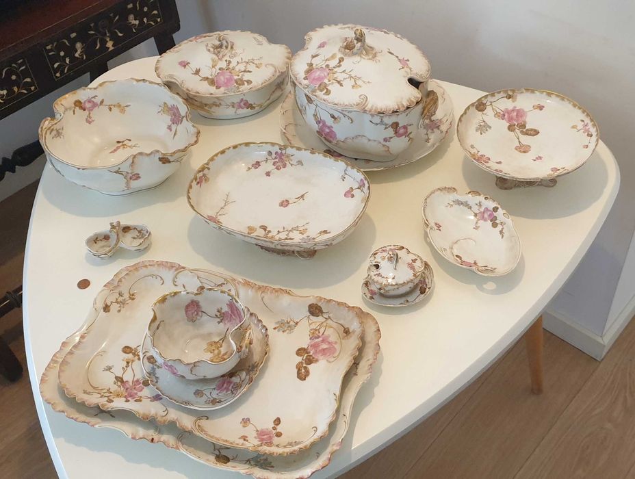 Serviço Jantar Porcelana Loiça Limoges França Aviland 42 Peças Em Mão