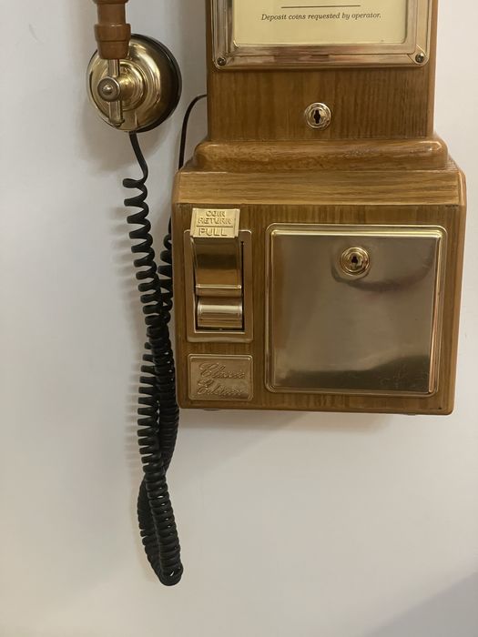 Telefone vintage madeira replica modelo payphone 1928