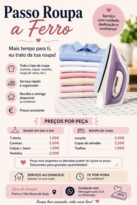 Passo Roupa a Ferro – Serviço Rápido e de Confiança