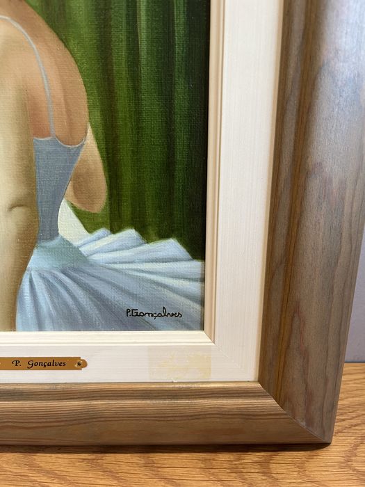 Par de quadros pintados à mão 43x38