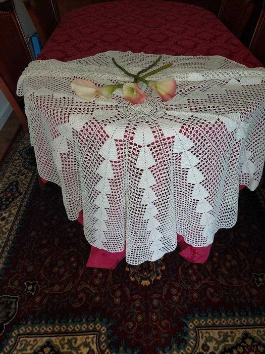 Toalha Mesa redonda renda branca 1.60MT diam "CROCHET" - 10 gomos
