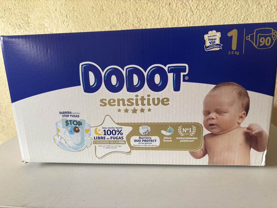 fraldas Dodot Sensitive T1 (2–5 kg), 90 fraldas.