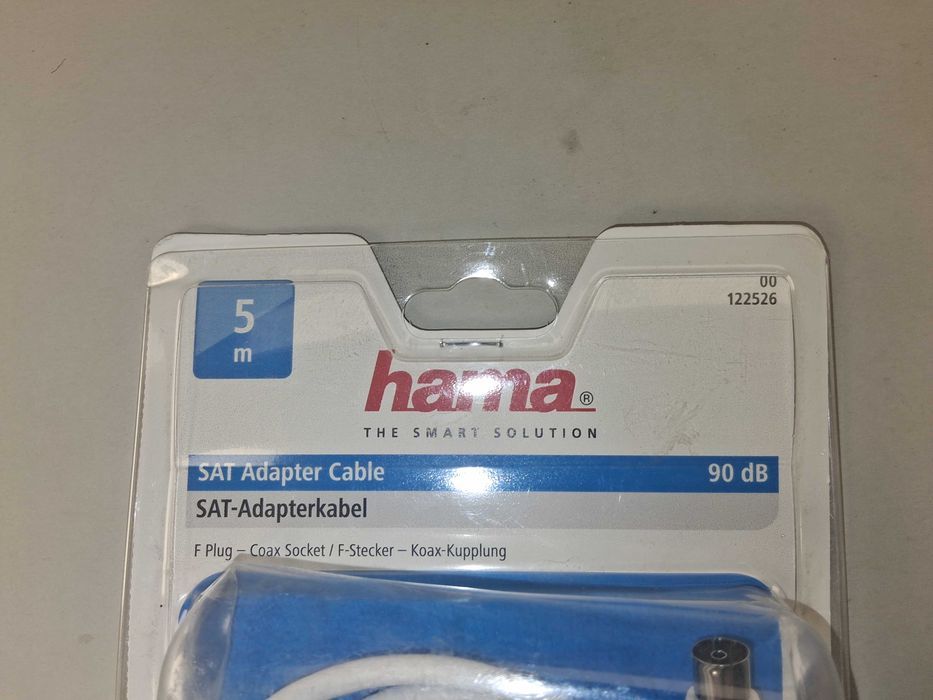 N175 HAMA Kabel Adapter SAT 5m 90dB Wtyk F Gniazdo Koax Nowy