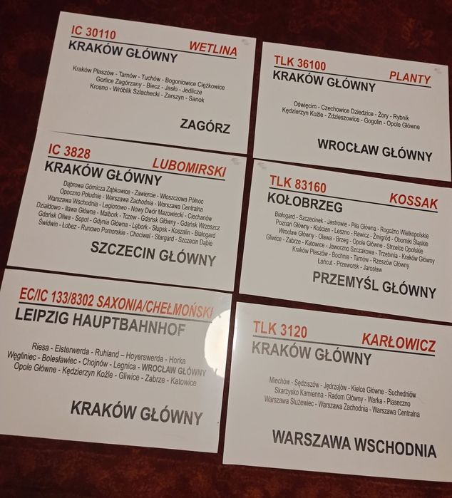 6 sztuk tablic relacyjnych PKP plastikowych