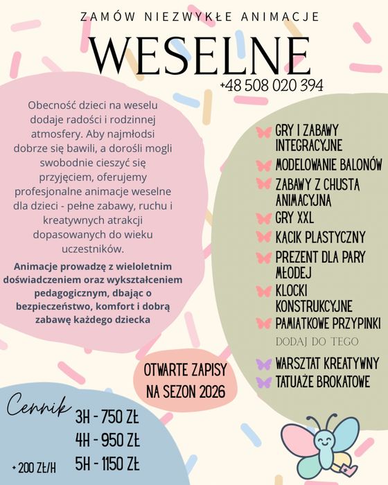 Animatorka, animacje urodzinowe, Warszawa + okolice