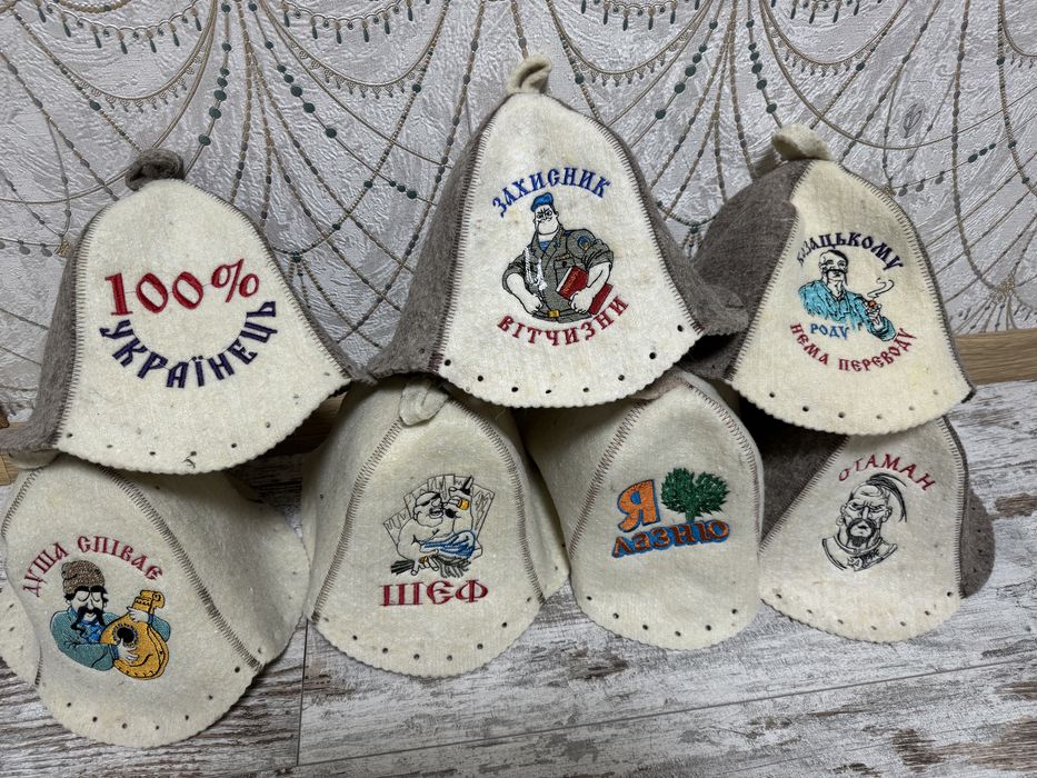 Шапки у сауну(баню),віник(дубовий),рукавиця і квадрат(100% шерсть)
