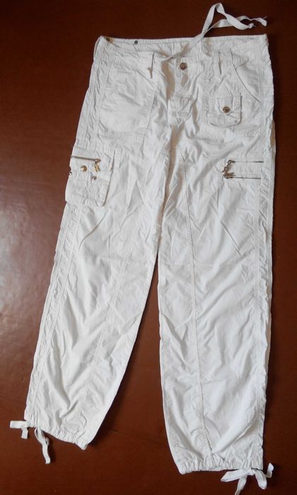 Удобные фирменные брюки, карги, штаны, х/б, белые.