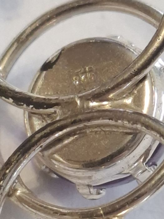 Piękna  stara srebrna broszka pr.835