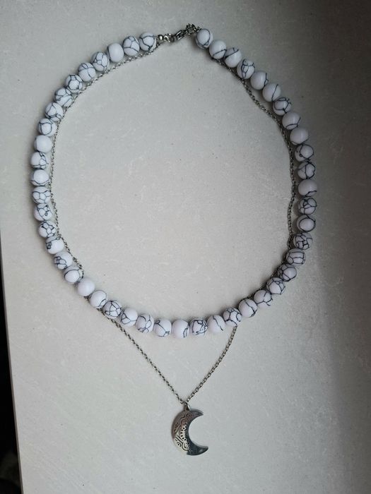 Naszyjnik choker ksieżyc stal nierdzewna syntetyczny kamień