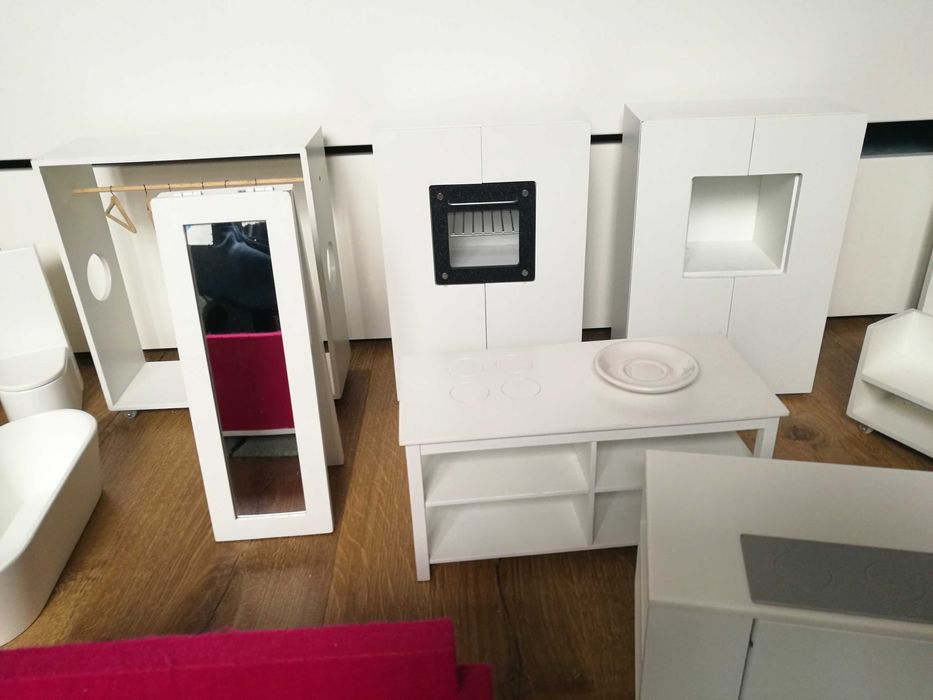 Mebelki dla lalek Boomini Modern Domek premium prestige white zestaw