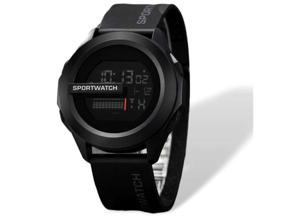 Zegarek sportowy z podświetleniem led elektroniczny duży ekran czarny