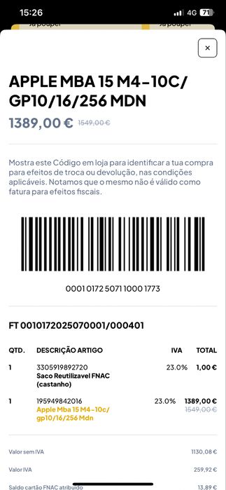 Urgente Macbook air 15 m4 julho 2025 16gb / 256gb garantia 16/07/26