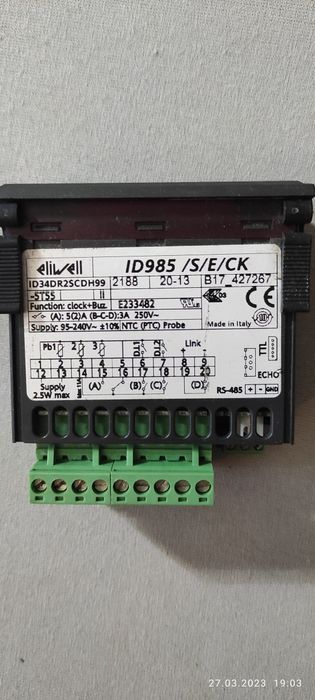 Контролер  Eliwell ID 985 /S/E/CK NTC 95-240V