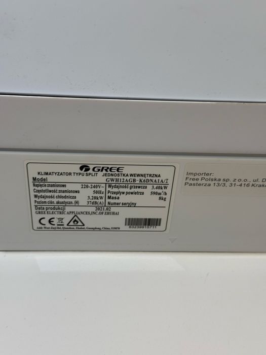 Klimatyzator Gree 3.2 kW – sprawny, mało używany
