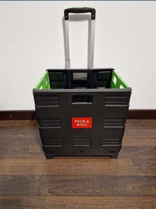 Relaxdays Czarny składany wózek na zakupy, nośność 35 kg