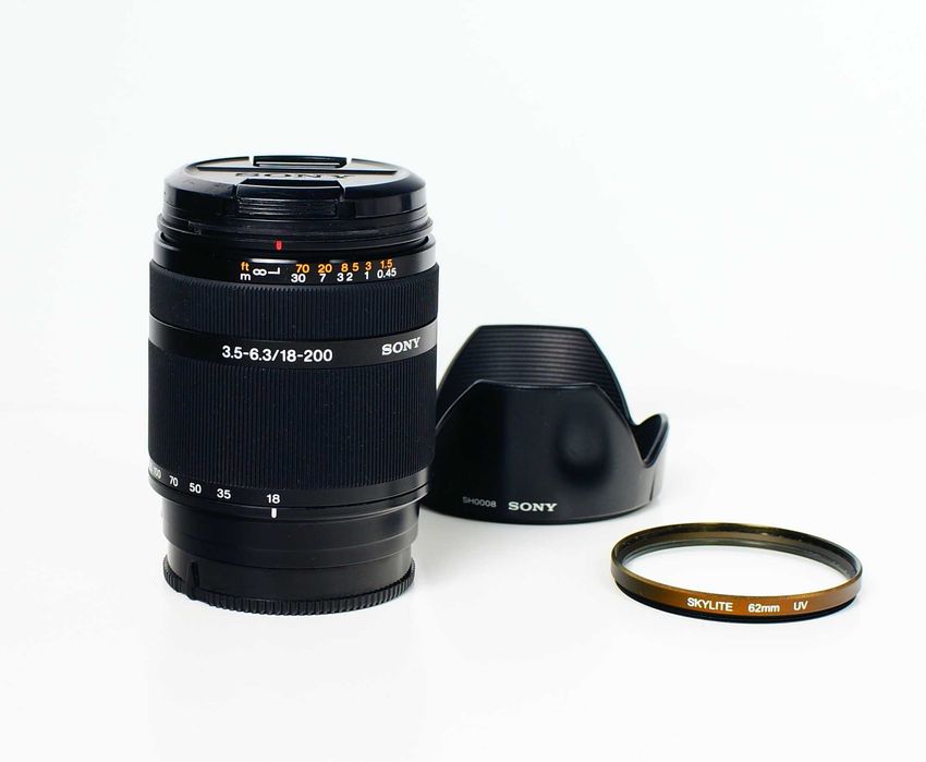 Super Obiektyw Sony 18-200 f/3.5-6.3 Tele Sony-A Stan BDB + UV
