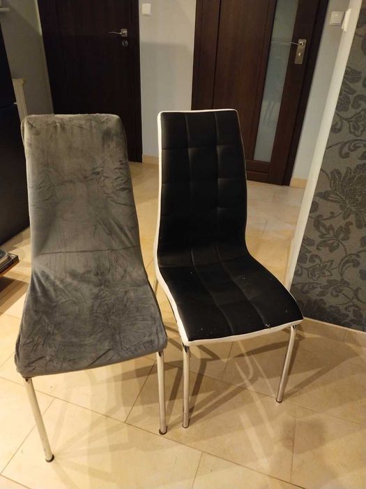 Zestaw 4szt Nowe Pokrowce Na Krzesło Welurowe Uniwersalny Szare