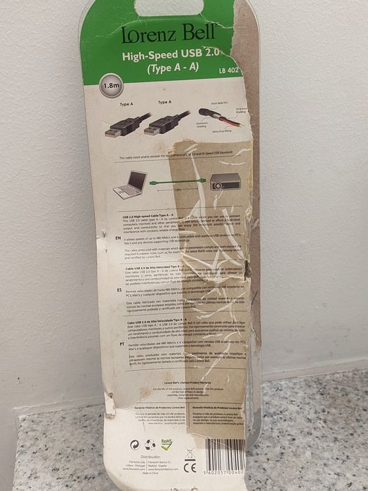 Cabo USB 2.0 tipo A-A, 1,8 mt64551481050114122