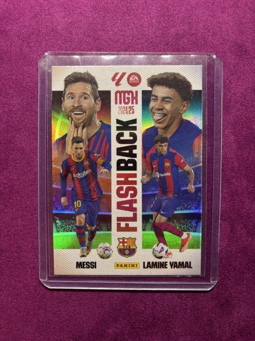 Carta Lionel Messi e Lamine Yamal Flashback Panini Megacracks 2024