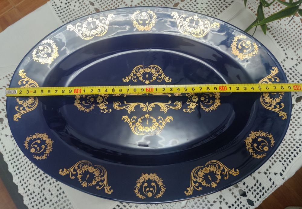 Travessa decorativa Fiorente “Classic” – porcelana azul cobalto