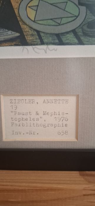 Кольорова літографія "Фауст і Мефістофель".  Annette Ziegler
