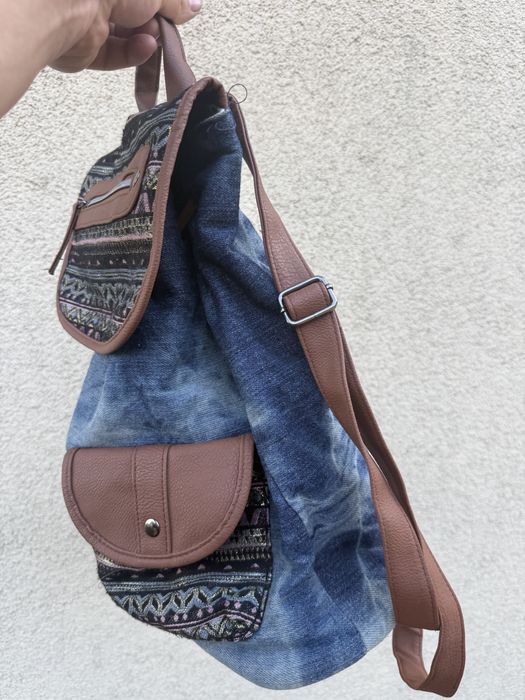 Plecak damski okpta w stylu boho dzinsowy