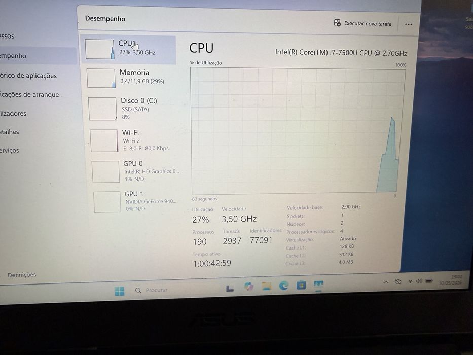 Portátil Asus Vivobook 14” i7 7th 12GB RAM 256GB SSD Nvidia 940MX 2GB