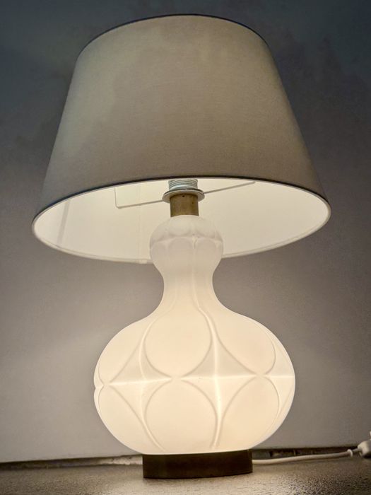 Zjawiskowa Lampa Peill Putzler lata 70 szkło opalowe podświetlana podstawa Space Age mosiądz vintage designerska duża 41 cm kolekcjonerska mega unikat
