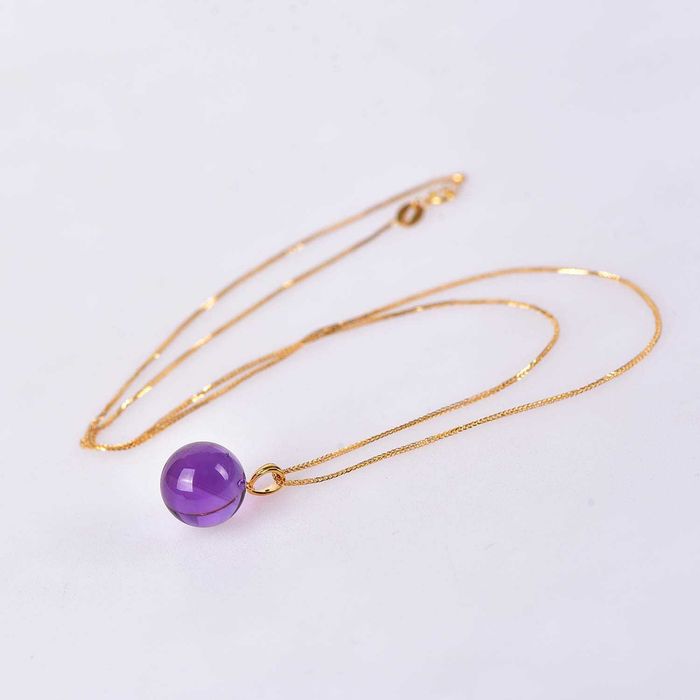 Colar com pingente - 18 K Ouro amarelo Ametista