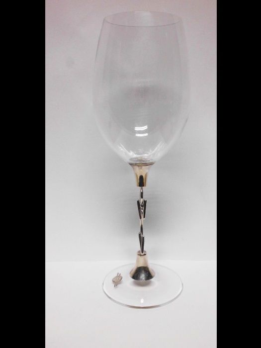 6 copos de vinho modernistas em cristal com Prata contrastada