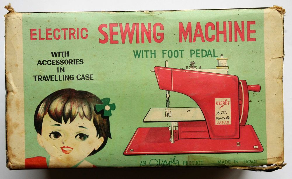 Máquina de costura elétrica brinquedo Vintage fabrico japonês Olympia