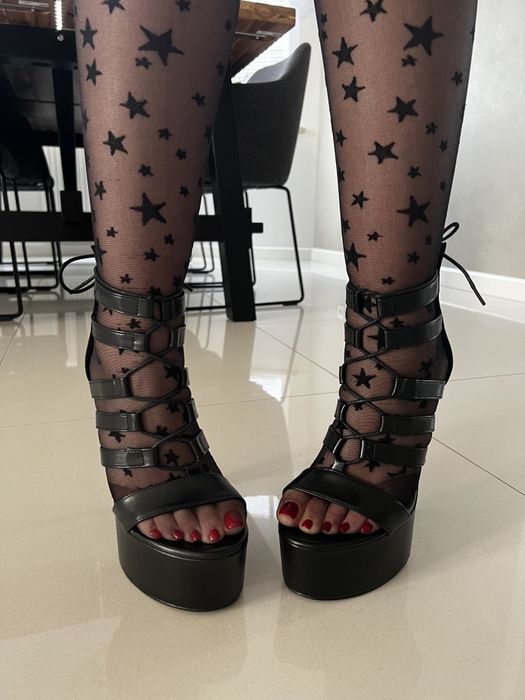 Wysokie 16,5cm szpilki sandałki czarne skóra ekologiczna rozmiar 39