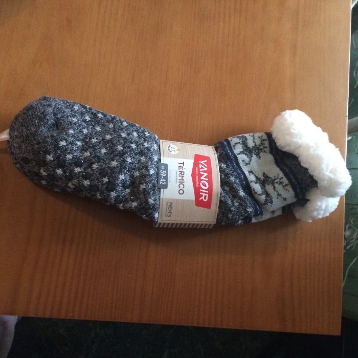 Meias antiderrapantes de homem, super quentinhas-39 a 42