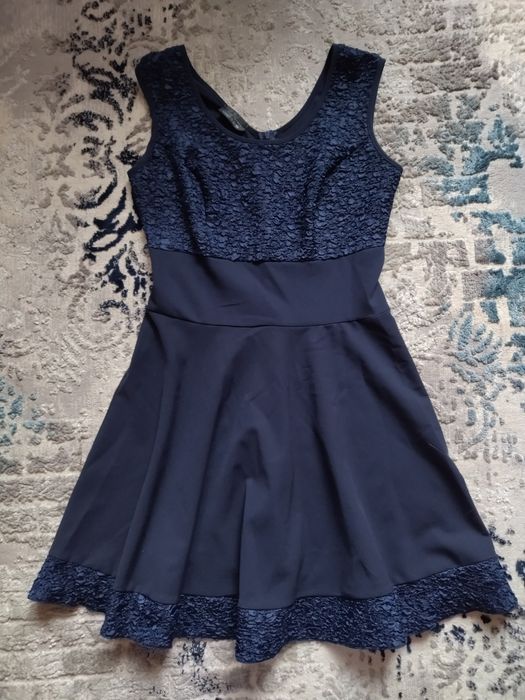 Sukienka okazyjna, na co dzień, granatowa