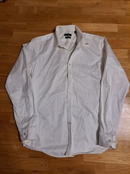 Jedwabna Biała męska koszula